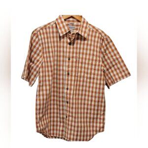 Carhartt SZ M Short Sleeve Button Down Relaxed Fit Orange Plaid Gorpcore Shirt